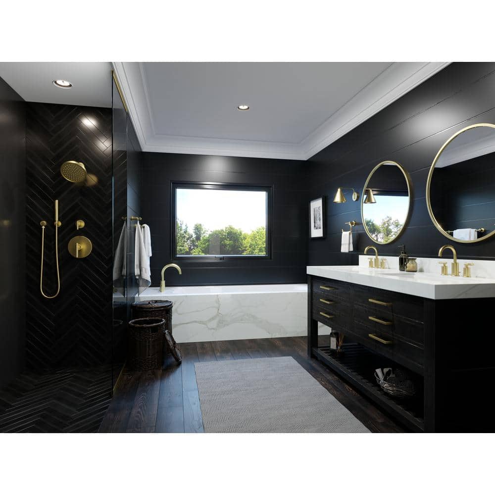 Brushed Gold Contemporary Double Handle Roman Tub Faucet
