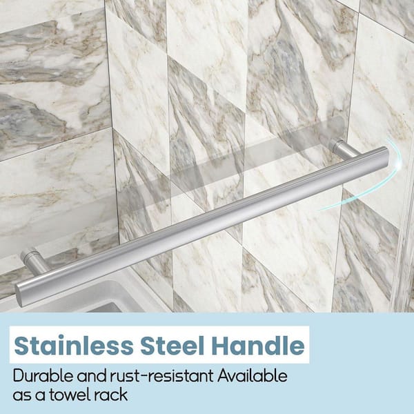 56-60 in. W x 75.5 in. H Sliding Frameless Glass Shower Door, Handle and Seal Strip for Waterproof, Transparent Glass