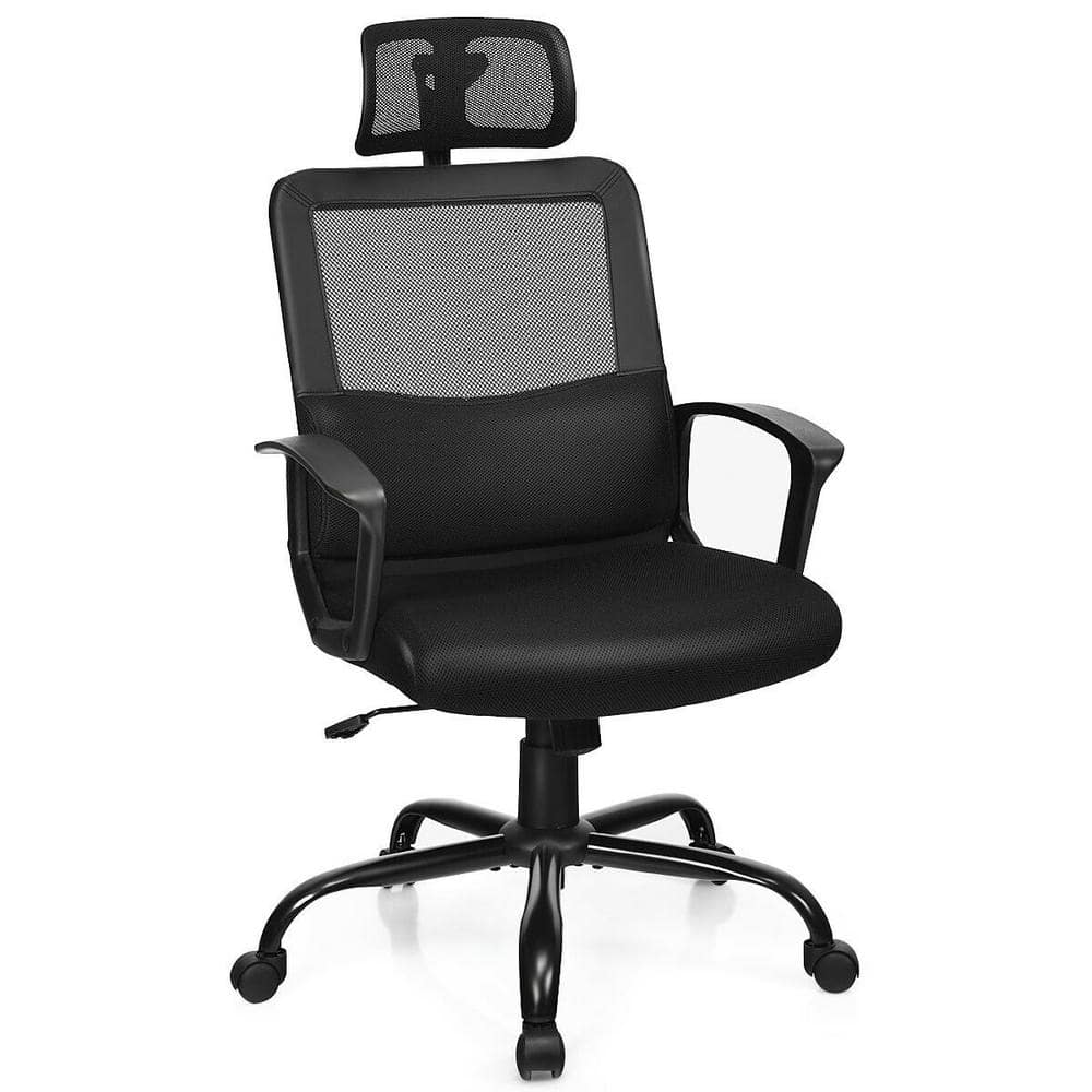 ANGELES HOME Mesh Adjustable Headrest Office Chair High Back 360 Degree Swivel with Support 265 lbs.in Black -  HW63-8CK-657