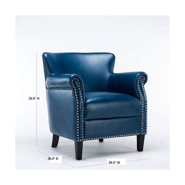 blue leather club chair