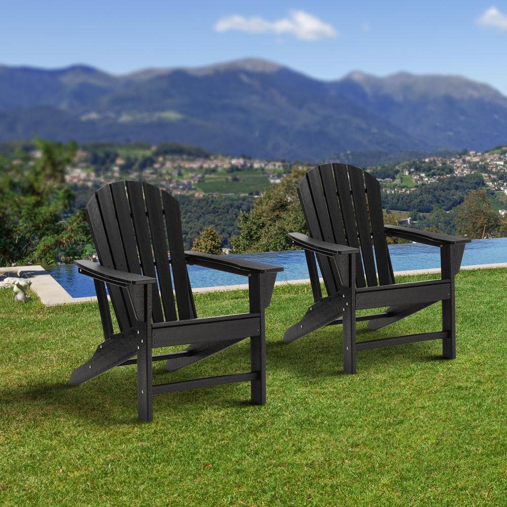 Glitzhome Black HDPE Plastic Adirondack Chairs 2 Pack GH2022200017   Glitzhome Plastic Adirondack Chairs Gh2022200017 64 1000 