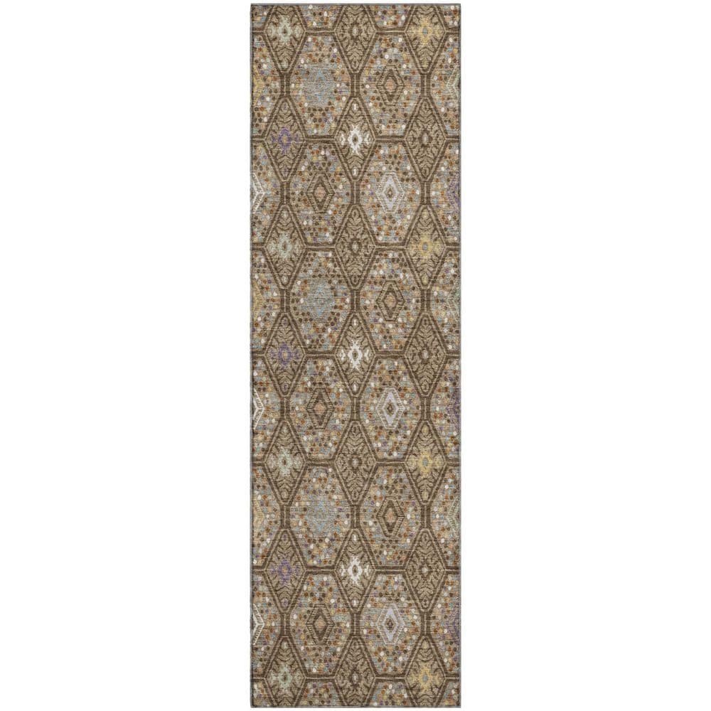 Mayfield Premium Machine Washable Abstract AMF2471 Brown 2 ft. x 7 ft. Runner Rug price history on PriceWatchPro