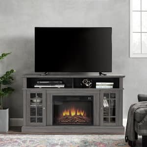 58 in. Freestanding Electric Fireplace TV Stand in Dark Walnut