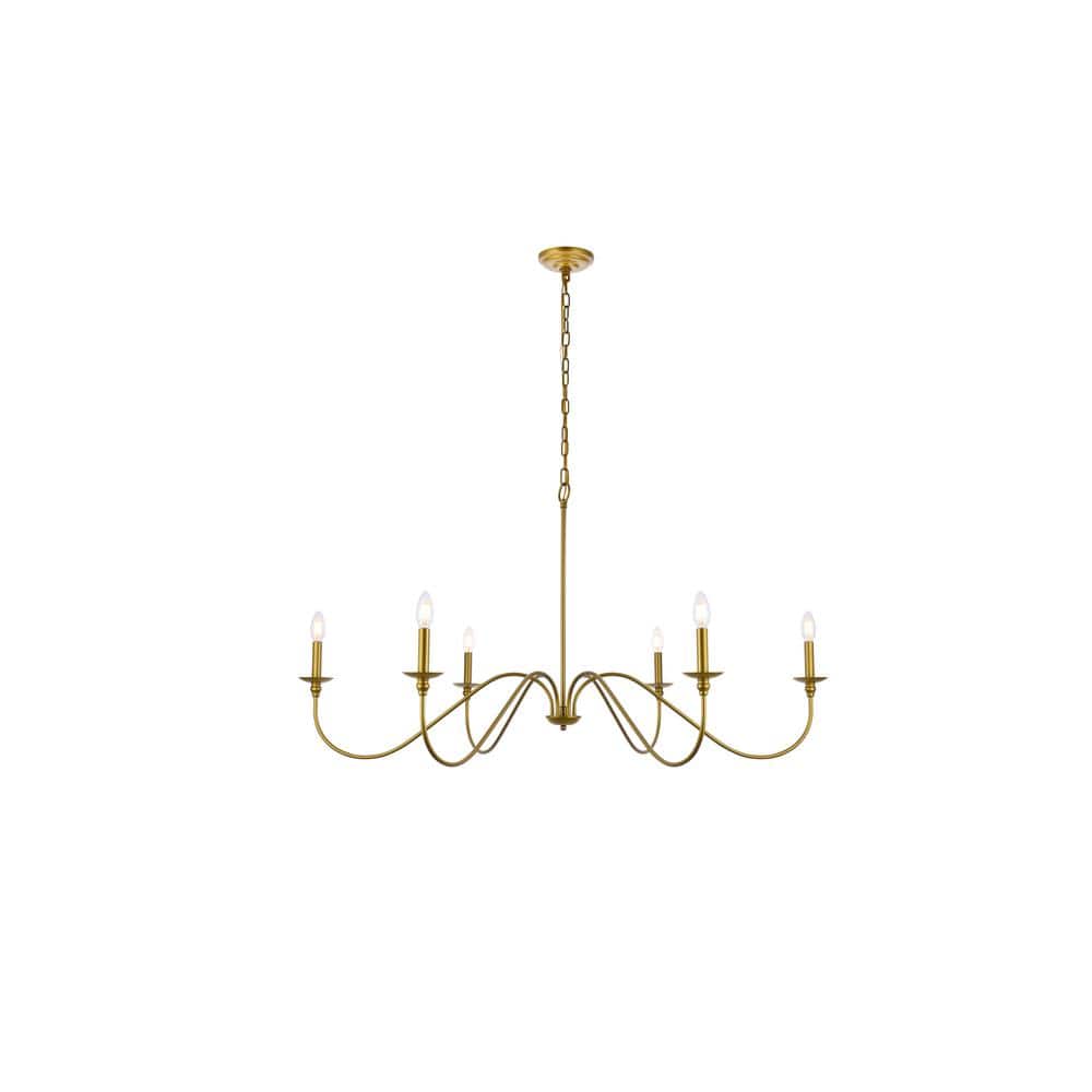 Timeless Home Roman 48 in. W x 25 in. H 6-Light Brass Pendant