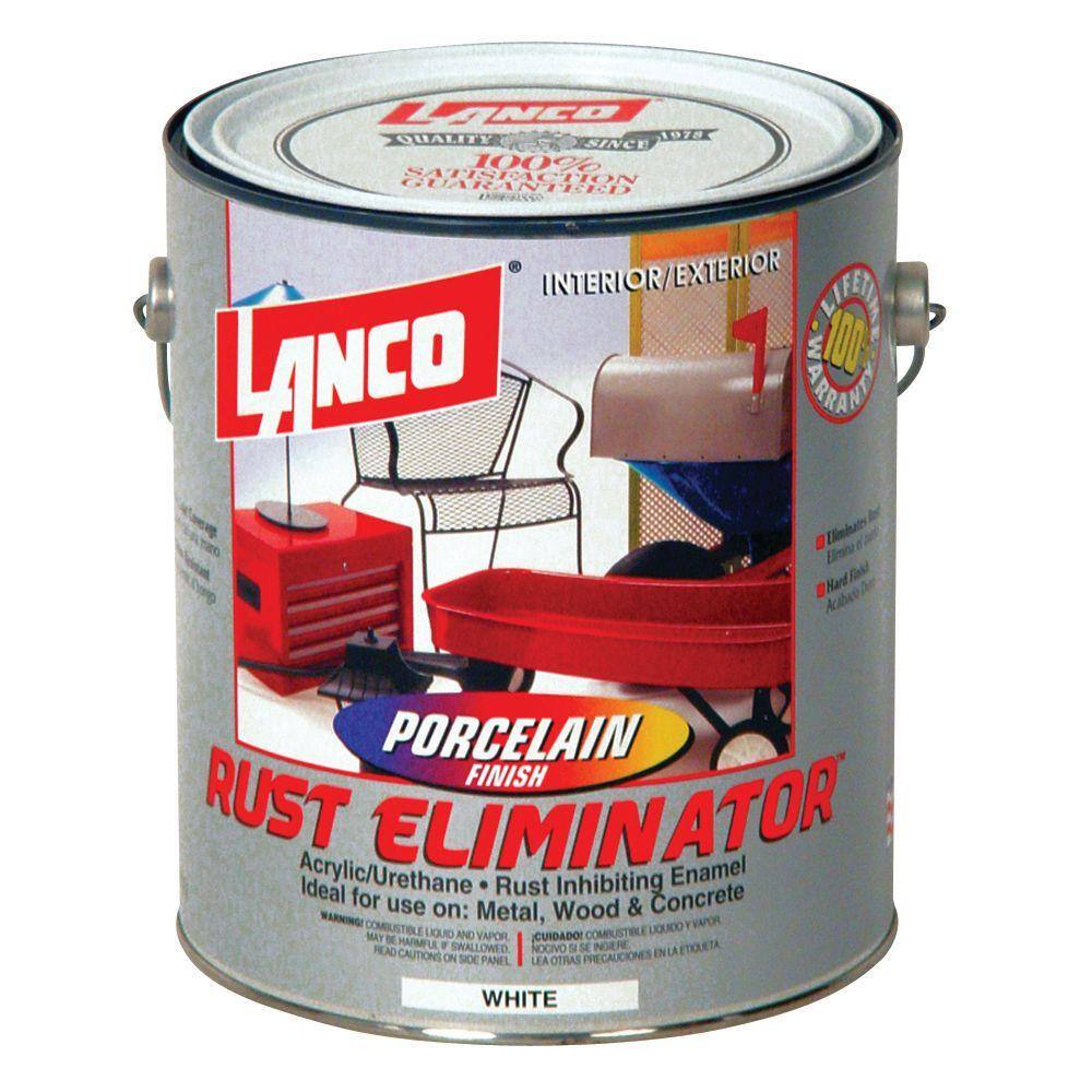 Lanco Rust Eliminator 1 Gal Acrylic Urethane White Interior Exterior Paint Se449 4 The Home Depot