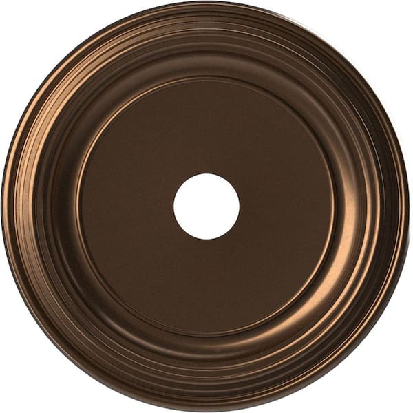 Ekena Millwork 22 in. O.D. x 3-1/2 in. I.D. x 1-1/2 in. P Traditional Thermoformed PVC Ceiling Medallion in Metallic Antique Brass