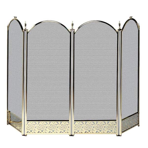 Fireplace Mesh Screen - Antique Brass