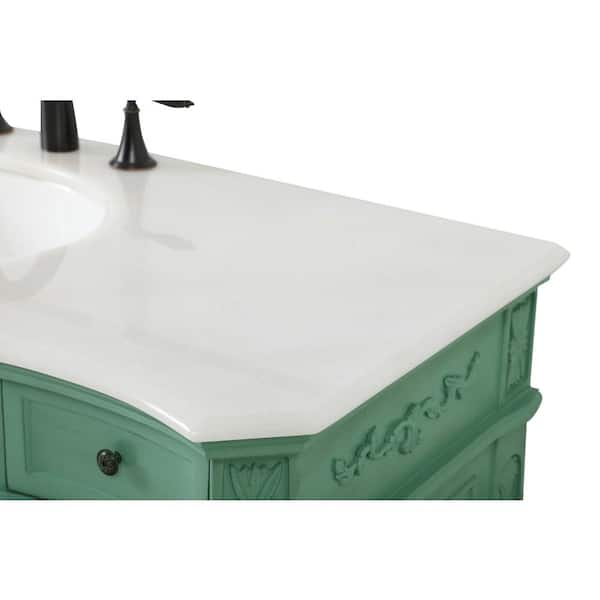 Timeless Home 48 in. W Bath Vanity in Vintage Mint with Marble Vanity Top  in White and Brown Vein with White Basin TH20248HDVM - The Home Depot