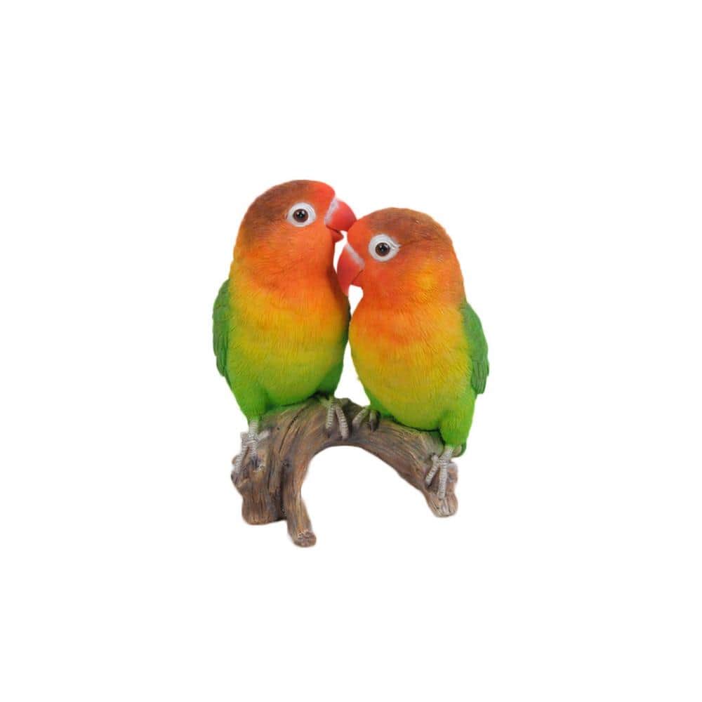 Glossy Multicolor Parrots on Branch Garden Statue