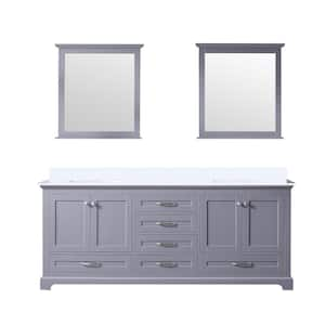 Dukes 80 in. W x 22 in. D Dark Grey Double Bath Vanity, White Quartz Top, and 30 in. Mirrors