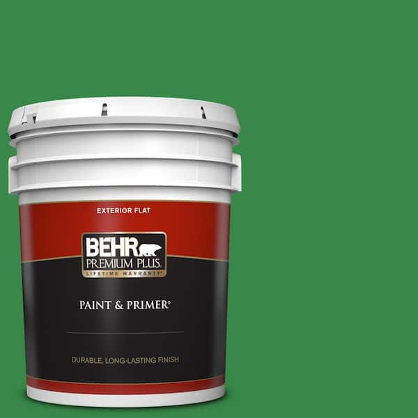 BEHR PREMIUM PLUS 5 gal. #P400-7 Paradise of Greenery Flat Exterior Paint & Primer