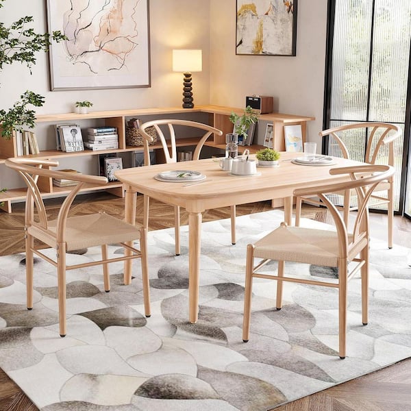 Lirago Nature Metal Rattan Dining Room Chair (Set of 2)