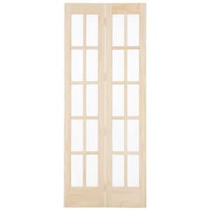 32 in. x 80 in. Classic French 10-Lite Opaque Glass/Wood Interior Bi-fold Door