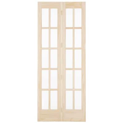 AWC 847 Litho Glass Bifold Door 32 inchwide x 80 inchhigh Unfinished Pine, Size: 32 inch x 80.5 inch, 884728
