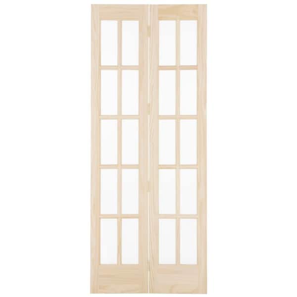 Pinecroft 32 in. x 80 in. Classic French 10-Lite Opaque Glass/Wood Interior Bi-fold Door