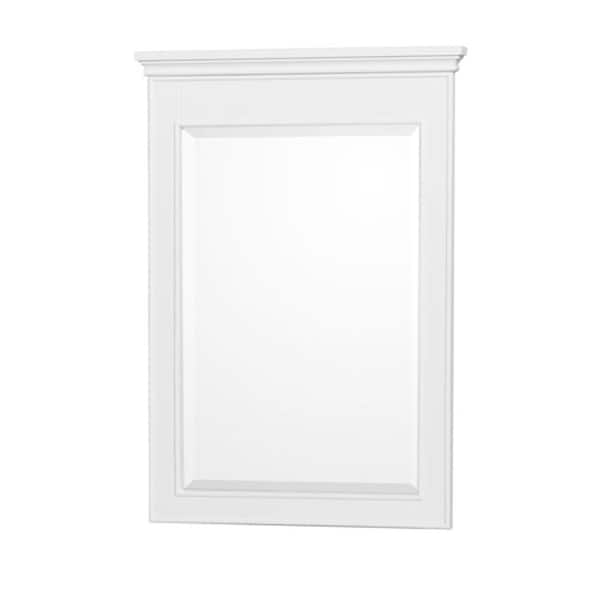 Wyndham Collection Berkeley 24 in. W x 34 in. H Framed Rectangular Bathroom Vanity Mirror in White