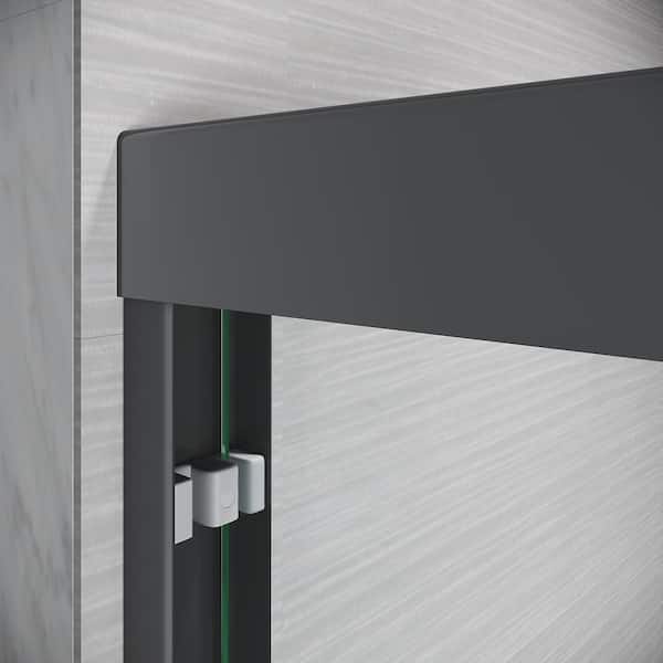 CASAINC 44-48 in. W x 72 in. H Sliding Adjustable Semi-Frameless Shower Door in Matte Black with Thick Clear Tempered Glass