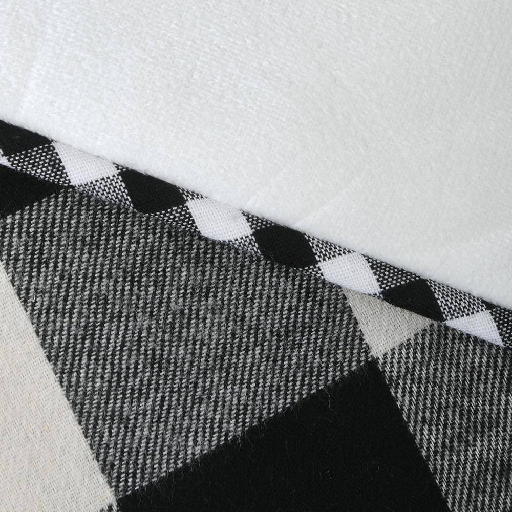19" Black and White Plaid Christmas Stocking with White Cuff