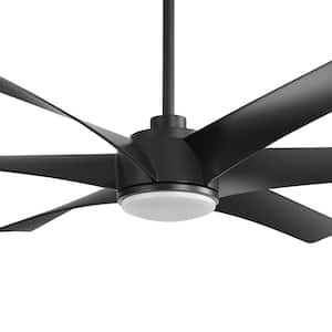 Wilfred 65 in. Indoor Black Ceiling Fan with Light, Integrated LED 6-Reversible Black Blades and Remote Control