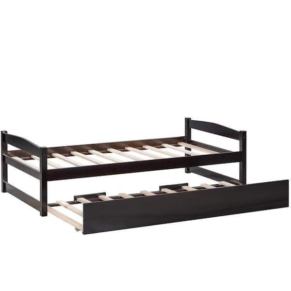 ATHMILE Espresso Wooden Daybed with Trundle