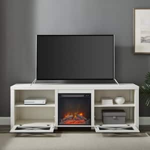 Abilene 70 in. Brushed White TV Stand with Electric Fireplace (Max tv size 80 in.)