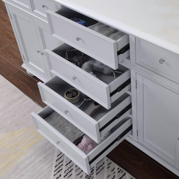 Hampton Harbor 72 in. W x 22 in. D Double Bath Vanity in White with Natural Marble Vanity Top in White