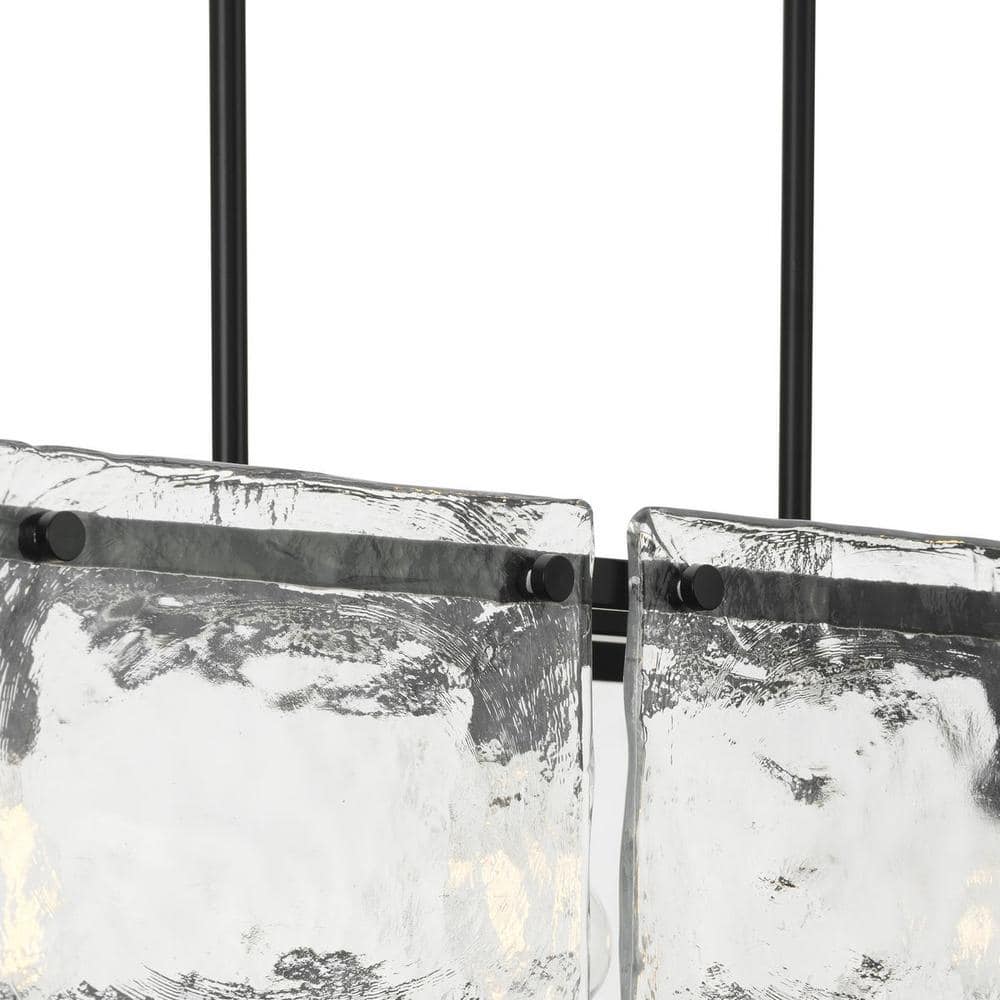 Rivera Matte Black 5-Light Linear Glass Chandelier