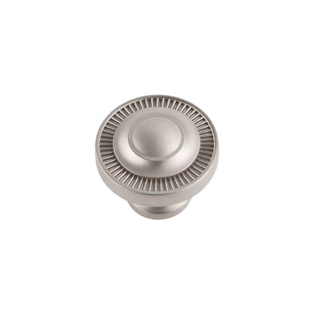 Satin Nickel Round Cabinet Knob with Brushed Finish
