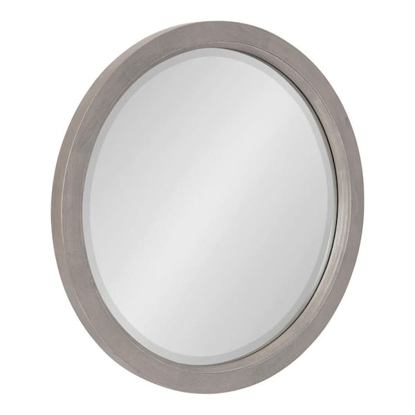 Kate and Laurel 18.00 in. H x 18.00 in. W Hogan Farmhouse Round Framed Gray Accent Wall Mirror