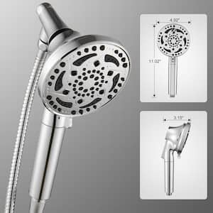 7-Spray Pattern 4.92 in. Wall Mount Handheld Shower Heads 1.8 GPM, Removable Shower hose in Chrome