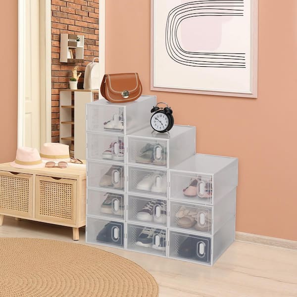 Winado 12-Pair Clear Plastic Shoe Boxes