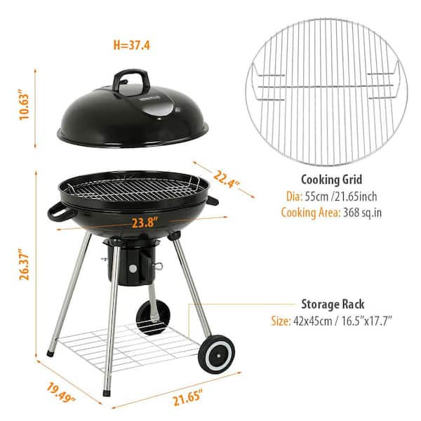 MASTER COOK 22 in. Charcoal Grill Round With Wheels - Outdoor Grill For Camping Tailgating and Patio-Kettle Grill SRCG21010 The Home Depot