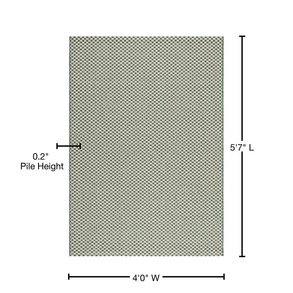 Courtyard Dark Green & Beige 47" Synthetic Rectangular Rug