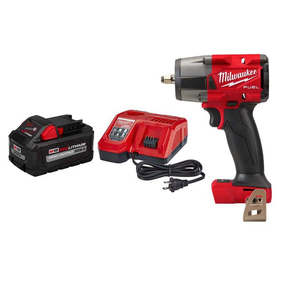 Milwaukee M18 FUEL GEN-2 18V Lithium-Ion Mid-Torque Brushless Cordless 3/8 in. Impact Wrench Friction Ring w/8.0Ah Starter Kit -  2960-20-4