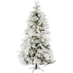 6.5-ft. Pre-Lit Snow Flocked Snowy Pine Artificial Christmas Tree, Smart Lights