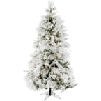 7.5-ft. Pre-Lit Snow Flocked Snowy Pine Artificial Christmas Tree, Smart Lights