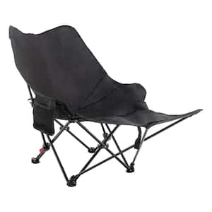 Folding Camp Chair Max Up to 265 lbs. Reclining Camp Chair with Height Adjustable Lounge Chair for Outdoor Black
