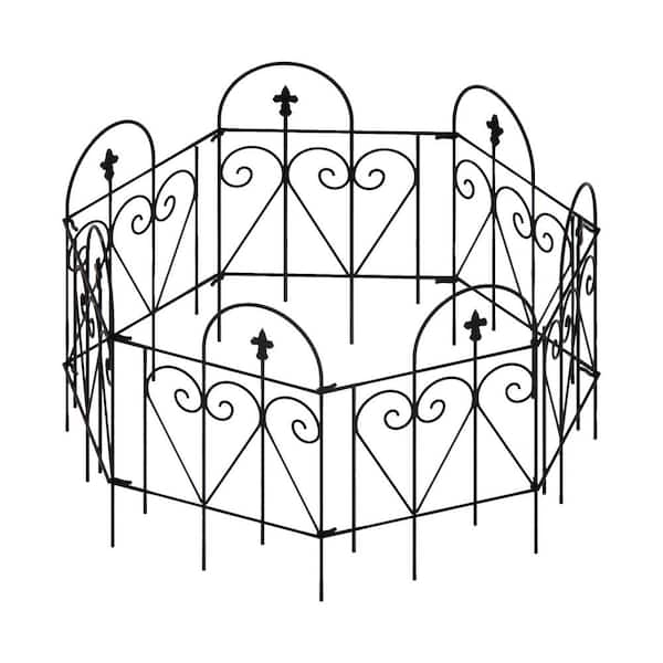 Tunearary 24 in. Outdoor DIY Modular Galvanized Rust-Proof Wire Garden Fence Panel Trellis, Black (7-Pack)