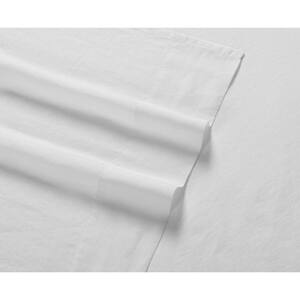 Flax Linen 4-Piece White Solid 300 Thread Count King Sheet Set