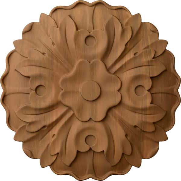 Ekena Millwork 6-7/8 in. x 1 in. x 6-7/8 in. Unfinished Wood Cherry Medium Kent Floral Rosette