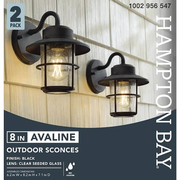(未使用･未開封品)　Hampton Bay Black Outdoor LED Wall Lantern by Hampton Bay f4u0baa Hampton Bay 8.375 in. Black Integrated LED Hardwired Line Voltage