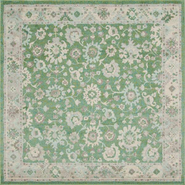 Unique Loom Penrose Krystle Green 8 ft. x 8 ft. Square Rug