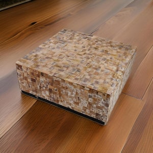 Custom Series 39.4 in. Brown Square Wood Coffee Table with Resin Wood