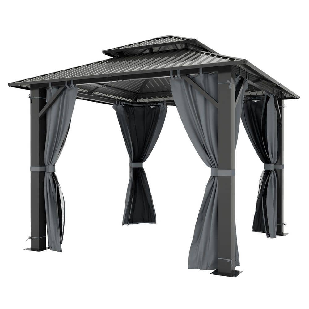 8.5 ft. x 8.5 ft. Double Galvanized Steel Roof Aluminum Frame Gazebo with Netting and Curtains price history on PriceWatchPro