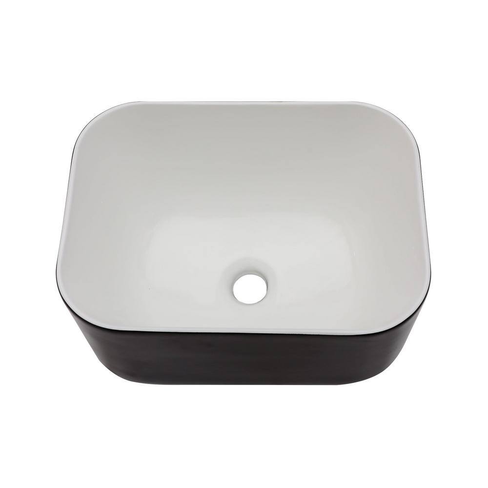 16 in . Rectangular Bathroom Vessel Sink in Black Ceramic