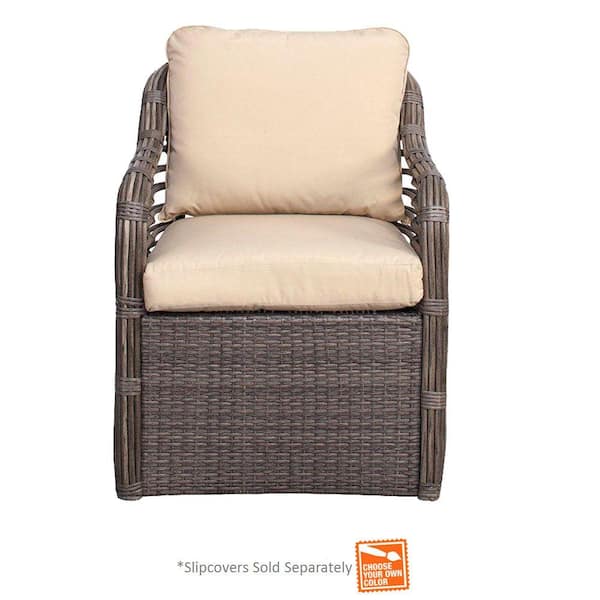 Hampton Bay Cane Crossing Patio Chat Chairs with Cushion Insert (2-Pack) (Slipcovers Sold Separately)