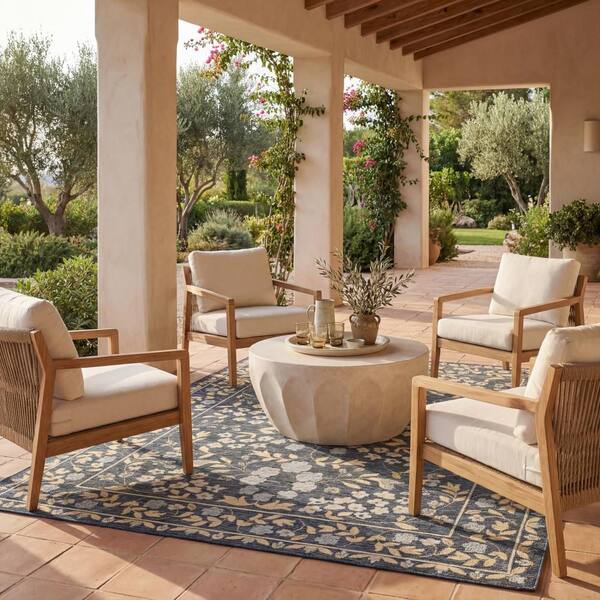 Ariena Transitional Navy 8 ft. x 10 ft. Outdoor Area Rug