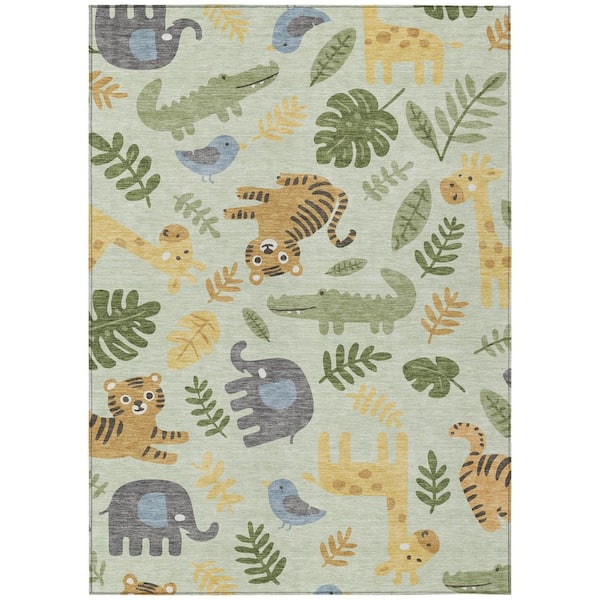 Chantille Machine Washable Indoor/Outdoor Abstract ACN2578 Mint 3 ft. x 5 ft. Area Rug