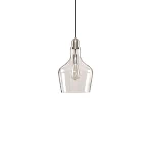 60-Watt 1-Light Silver Bell-Shaped Pendant Light with Bell-Shaped Shade, No Bulbs Included