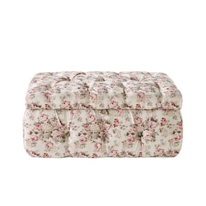 Jahlil Cluster Red Ottoman Upholstered Linen 36.4 L x 25 W x 17 H